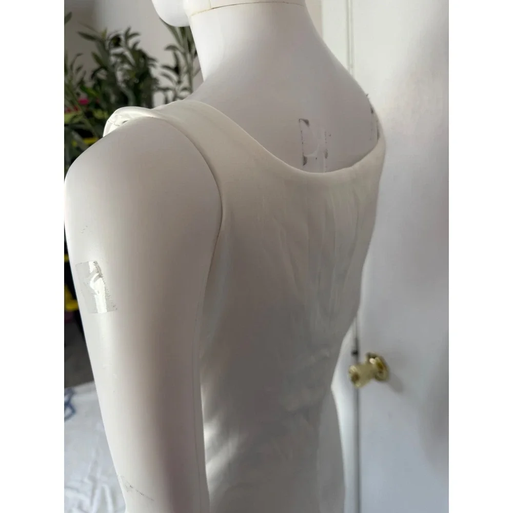 Commense White Maxi Dress Sheer Panel Sleeveless Party Cocktail Dress‎ size S